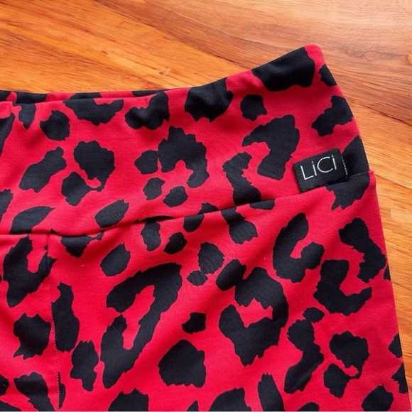 LICI FIT Red Leopard Print High Waist Biker Shorts – Size M - Picture 5 of 12